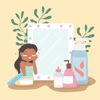 girl with creams moisturizing vector