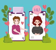 smartphone couple love text vector