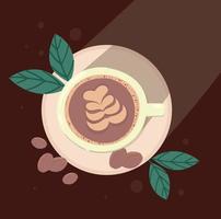 coffee cup with leaves vector