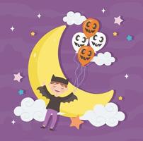 boy wear bat costume vector