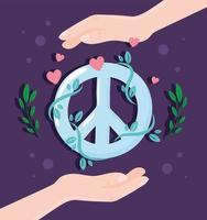 hands with peace symbol vector