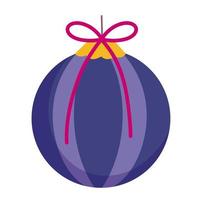 merry christmas purple ball with bow decoration celebration icon design vector