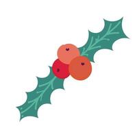 merry christmas holly berry decoration cartoon icon vector