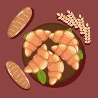 croissant and breads vector