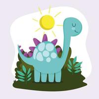 cute green dinosaur vector