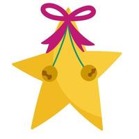 merry christmas star with bells decoration celebration icon design vector