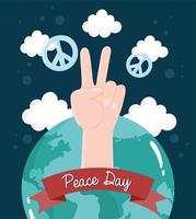 hand and world peace day vector