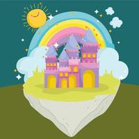 cuento de princesa dibujos animados castillo arcoíris fantasía imaginación vector