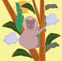 monkey in tree jungle vector