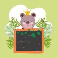 cute bear with board vector