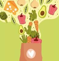 fresh vegetables in bag vector