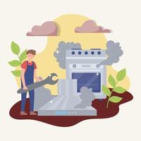 technician repairing appliances vector