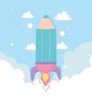 startup rocket shaped pencil vector