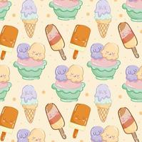 cartoon ice cream pattern vector