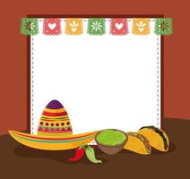 tacos guacamole and hat vector