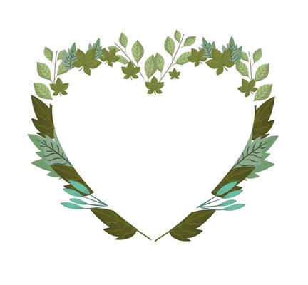 leaves foliage nature, frame shaped heart decoration