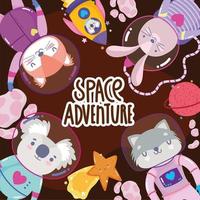 space adventure explore animals cartoon in spacesuits vector