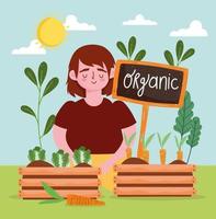 boy organic food vector