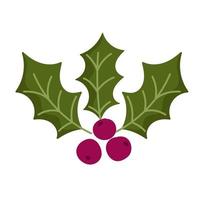 christmas holly berry cartoon icon white background vector