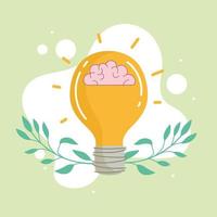 light bulb with brain vector