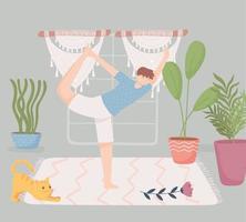 boy making yoga vector