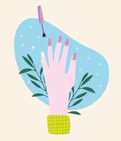 hand apply nail polish vector