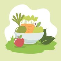 fresh food in bowl vector