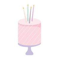 Pastel de cumpleaños con velas celebración evento dibujos animados vector