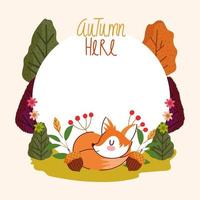 autumn here lettering vector