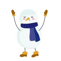 merry christmas snowman with scarf and boots decoration and celebration icon vector