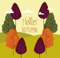 hello autumn forest trees vector