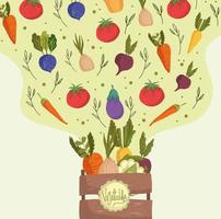 falling vegetables in basket vector