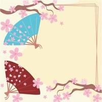 cherry tree and japan fan vector