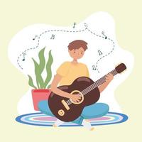 young man playing guitar vector