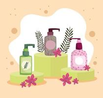 bottles of beauty products vector