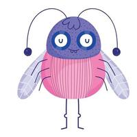 funny bug with antennas and wings icon cartoon in isolated style vector