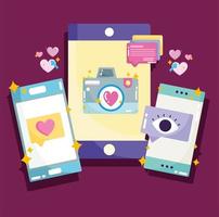 social media smartphone devices follow views message chat vector