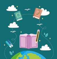 world books education vector