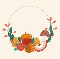 autumn fruit and acorns vector