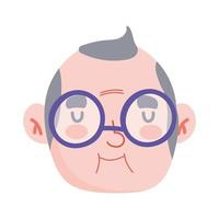grandfather face with glasses vector