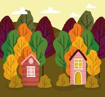 rustic houses in forest vector