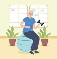 grandma making exercise vector