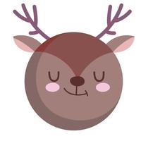 merry christmas cute reindeer face decoration celebration icon design vector