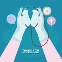 thank you doctors and nurses vector