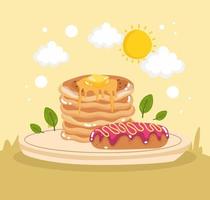 pancakes and icing cake vector