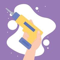 hand with drill tool vector