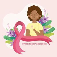 conciencia del cáncer de mama, mujer afro vector