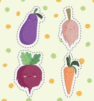 cute vegetables stickers vector