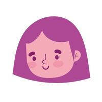 cartoon woman face character female icon vector