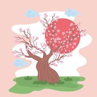 cherry sakura tree vector